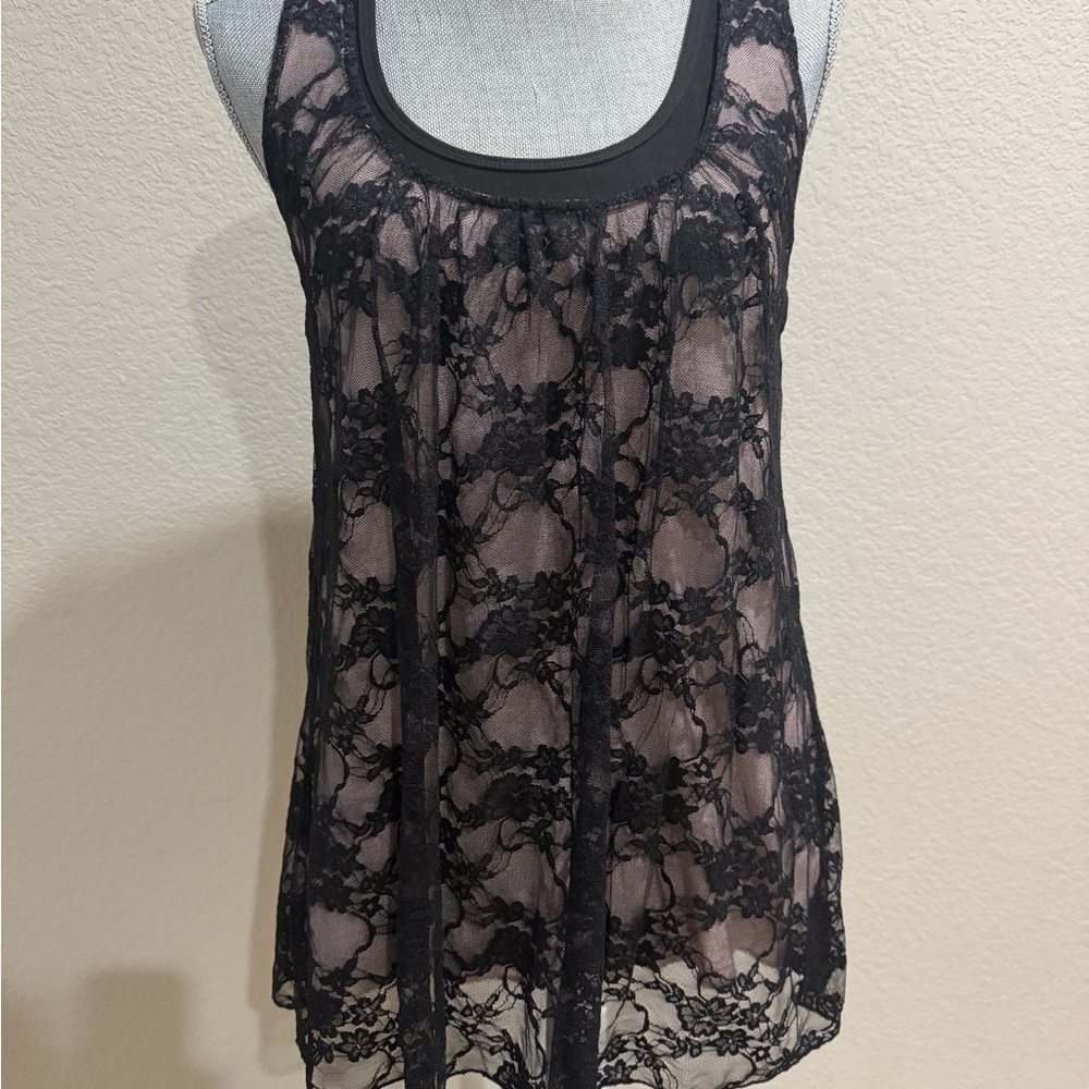 No Boundaries Black Sleeveless Lace Top